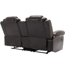 3 Pieces Recliner Sofa Sets Home Theater Seating Manual Recliner Chair With Center Console And LED Light Strip For Living Room by HouseOfZazla