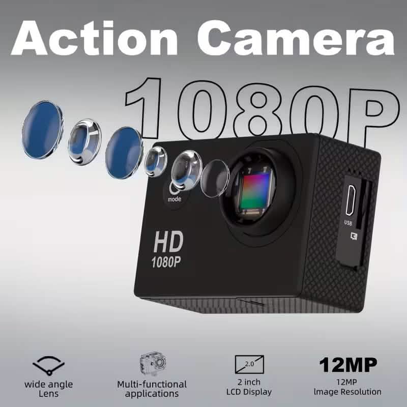 Ultra HD 1080P Action Camera – 140° Wide Angle, Fisheye Lens, LCD Display, photo 6 of 9