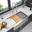 Classic Ceramic Farmhouse Sink Workstation Single Bowl With Durable Finish