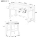 TREXM 4-Piece Dining Table Set for 3, Retro Kitchen Table and Chairs Set with 3 Storage Drawers, Ideal for Small Spaces (Gray)