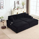 Convertible Sectional Sofa Bed Set With Armrest Storage, Cup Holder, USB - Black by HouseOfZazla