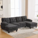 U-Shaped Sectional Sofa 103.5" Fabric Couch With Dual Chaise Lounges, Storage Pockets, Armrest Pillows by Unique Piece Furniture