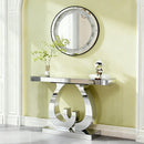 Modern Mirror Side Table with Double C-Shape Base