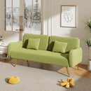 70.47" Green Fabric Double Sofa with Split Backrest and Two Throw Pillows,Suitable for living room, apartment, home office