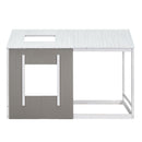 Twin Size House Platform Bed With Roof And Window - Natural / White by HouseOfZazla