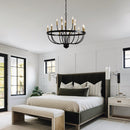 15-Light Industrial Iron Candle Chandelier Modern Farmhouse Pendant Light