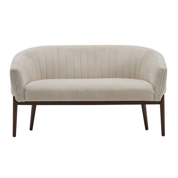Corduroy Recessed Arm Loveseat (Beige + Walnut), photo 2 of 10