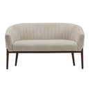 Corduroy Recessed Arm Loveseat (Beige + Walnut)