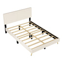 2 Pieces Bedroom Sets Queen Size Upholstered Bed Frame, Modern Corduroy Storage Ottoman,Beige
