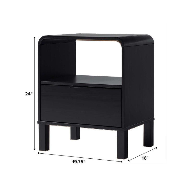 Elias Modern Curved-Frame Solid Wood Nightstand