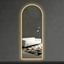 LED Full Length Wall Mirror With Symmetrical Arch Design, Dimmable 3 Color Temperature Lighting - Silver