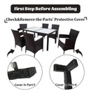 7-piece Outdoor Wicker Dining set - Dining table set for 7 - Patio Rattan Furniture Set with Beige Cushion (Black)