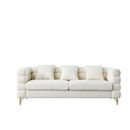 81 Inch Oversized 3 Seater Sectional Sofa, Living Room Comfort Fabric Sectional Sofa - Deep Seating Sectional Sofa, Soft Sitting with 3 Pillows for Living Room,Bedroom,White teddy(Ivory)