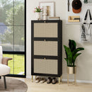 Modern Rattan 3 Door Shoe Rack Cabinet For Entryway by Unique Piece Furniture