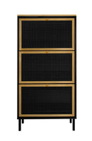 3 Metal Door Shoe Rack, Freestanding Modern Shoe Storage Cabinet, Metal rattan, for Entryway
