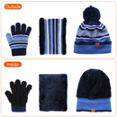 Winter Kids Knitted Hat Scarf Gloves 3Pcs Boys Girls Winter Warm Beanie Hat and Glove Scarf Set Beanie Neck Warmer Mittens for 4-7-Year-Old Kids