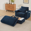 Modern Style Armchair Chaise Lounge Sofa Couch With Movable Storage Ottoman, USB Ports, Cup Holders, Phone Holder, Side Pockets by HouseOfZazla