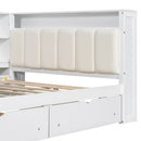 Platform Bed With Storage Shelves, Drawers, Charging Station, LED, Desk by HouseOfZazla