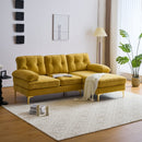 83" Modern Sectional Sofas Couches Velvet L-Shaped Couches for Living Room, Bedroom, Yellow