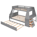 Bunk Bed With Trundle And Built In Desk, 3 Storage Drawers And Shelf by HouseOfZazla