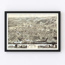 Vintage Map of Brockton, Massachusetts 1878