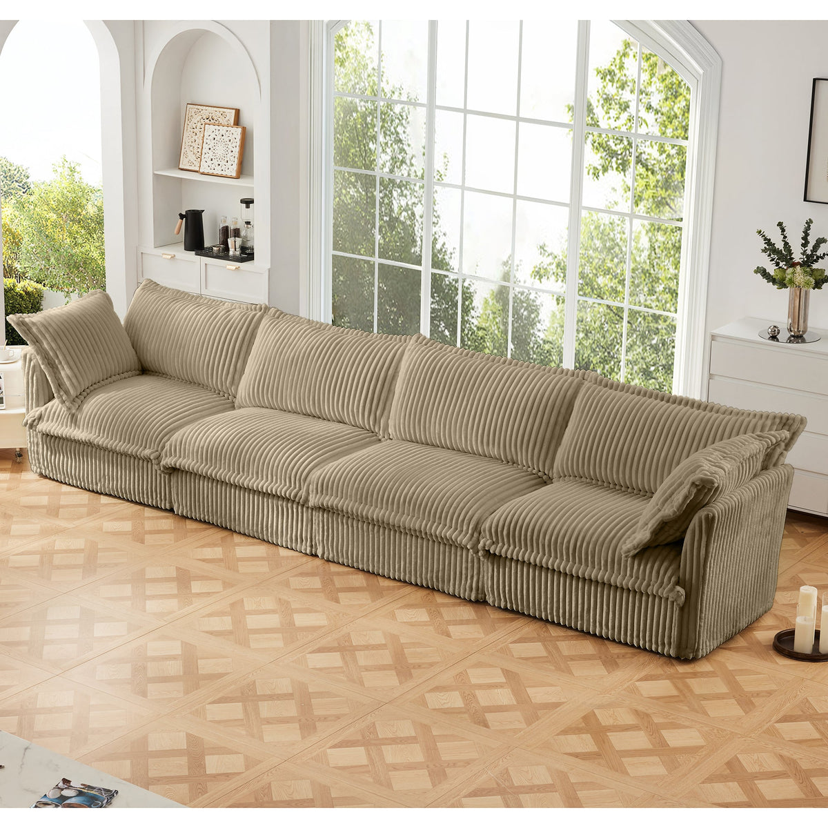 Slipcovered Long Sofa - 4 Seater Couch, photo 2 of 10