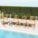 Outdoor Wooden Dining Chair Set of 4 with Padded Seat Cushions-White by LJGDeals