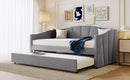 Upholstered Daybed Sofa Bed With Trundle Bed And Wood Slat by HouseOfZazla