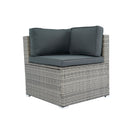 6 Pieces PE Rattan sectional Outdoor Furniture Cushioned Sofa set Grey Wicker, Dark Grey Cushion