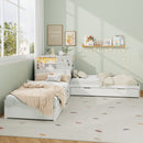 L-Shaped Bed Frame With Trundle, Built In Desk & LED Lighting by HouseOfZazla