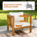 Set of 2 Outdoor Acacia Wood Club Chairs with Modern Square Arms by HouseOfZazla