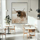 Texas Longhorn Wall Art Canvas Print – Brown Horned Bull