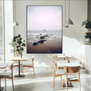 Moody Seascape Wall Art Canvas Print – Framed Neutral Foggy