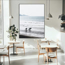 Surfer Silhouettes Wall Art Canvas Print – Minimalist Ocean