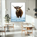 Highland Cow Wall Art Canvas Print – Framed Frosty Winter