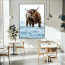 Minimalist Scottish Highland Cow Wall Art Canvas Print –