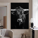 Texas Longhorn Wall Art Canvas Print – Monochrome Horned