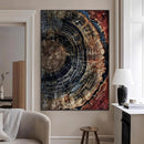 Tree Rings Wall Art Canvas Print – Framed Rustic Wood Grain