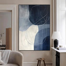 Navy Abstract Wall Art Canvas Print – Framed Minimal Lineart
