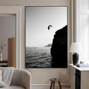 Cliff Jumping Silhouette Wall Art Canvas Print – Framed