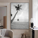 Black White Palm Tree Wall Art Canvas Print – Framed