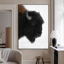 Western Rustic Wall Art Canvas Print – Framed Buffalo Black