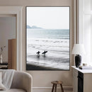 Surfer Silhouettes Wall Art Canvas Print – Minimalist Ocean