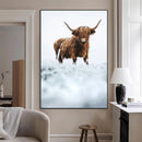 Highland Cow Wall Art Canvas Print – Framed Horned Scottish