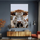 Texas Longhorn Wall Art Canvas Print – Spotted Horned Cattle