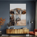 Texas Longhorn Wall Art Canvas Print – Speckled Horned Bull