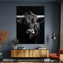 Texas Longhorn Wall Art Canvas Print – Monochrome Horned