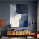 Navy Abstract Wall Art Canvas Print – Framed Minimal Lineart