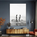 Minimal Ocean Wall Art Canvas Print – Framed Monochrome