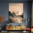 Golden Hour Ocean Wave Wall Art Canvas Print – Framed